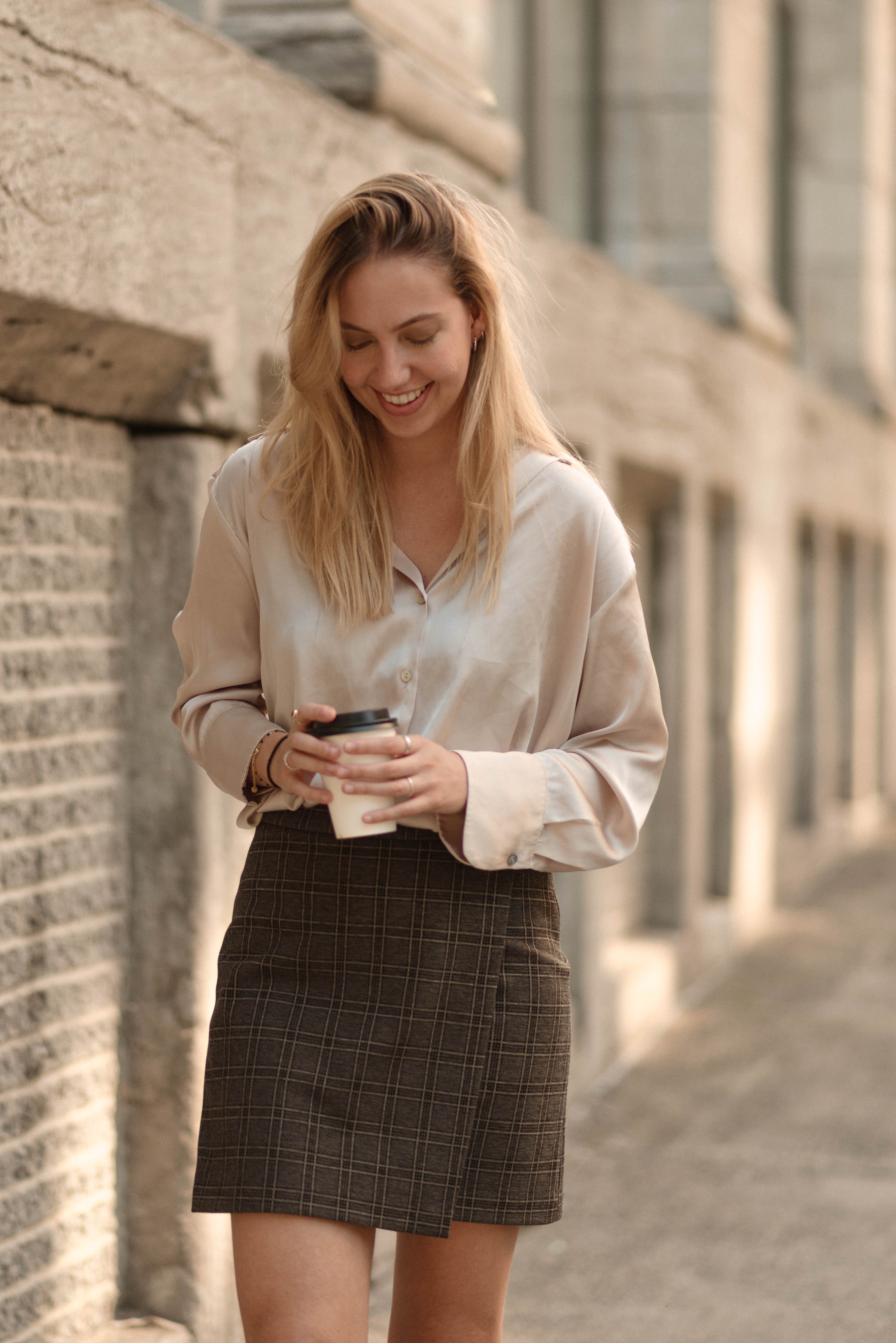 Brown plaid skirt clearance shopping